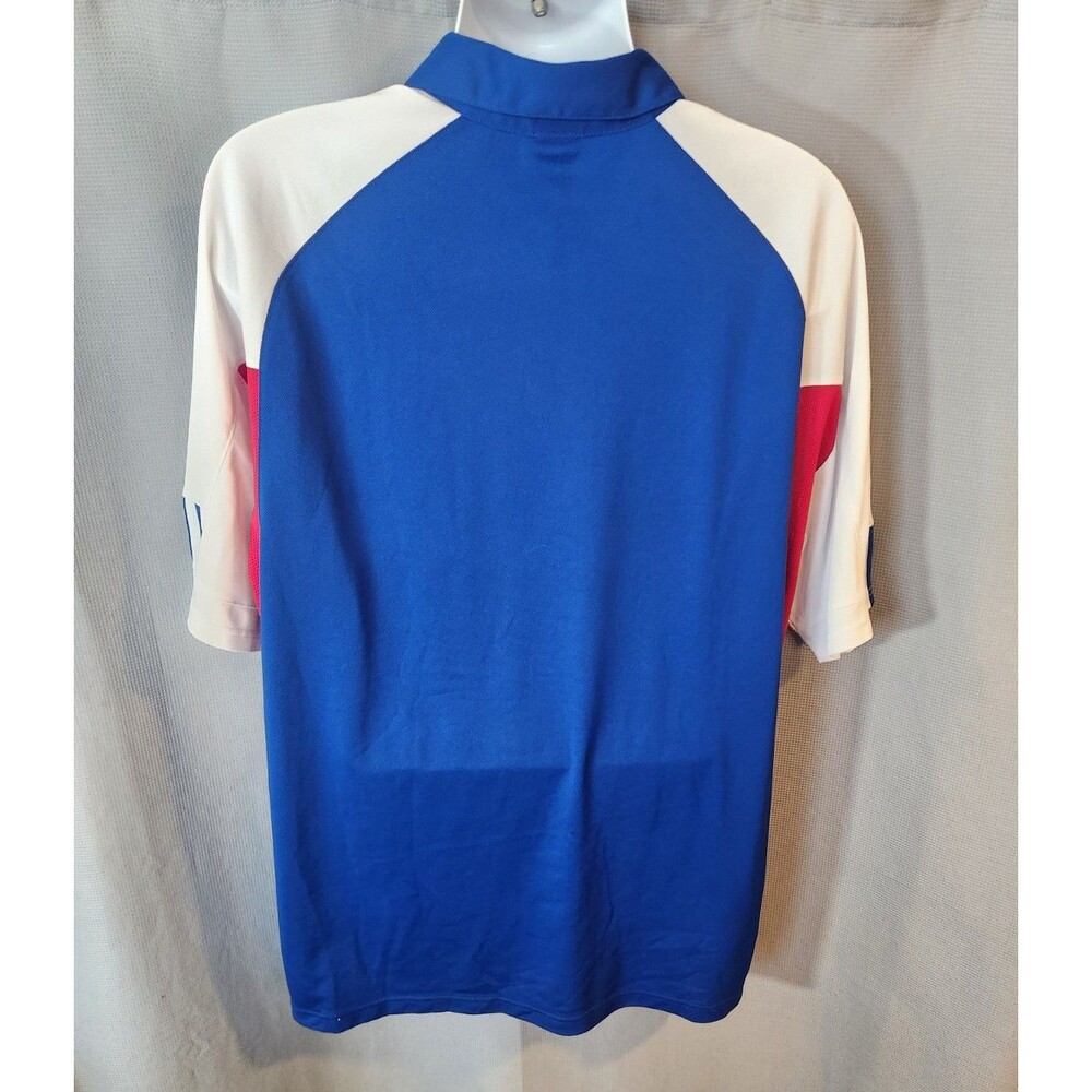 Adidas Kansas Jayhawks Polo Shirt ClimaCool Polyester Mens XL Blue White Red - Picture 2 of 9